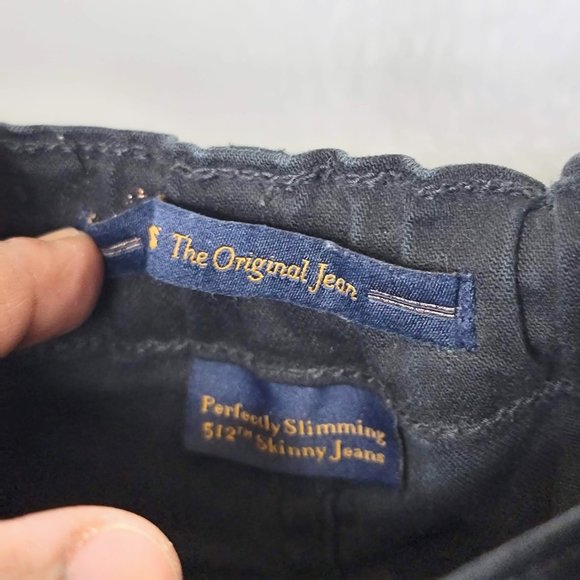 Levi's 512 '02 Perfectly Slimming Black Elastic Waist Beaded Skinny Jeans SZ 16 - Picture 4 of 10